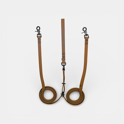 DuoFlex Hexa Double Dog Leash - Brown